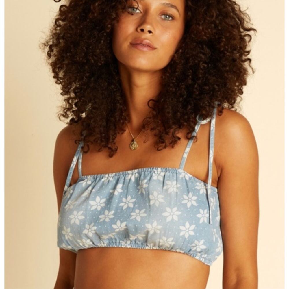 BILLABONG X Wrangler Perfect Pair Crop Top / denim / floral / size L